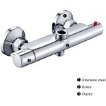 Mitigeur thermostatique de douche 2 sorties haut et bas, robinet mitigeur anti - brlure en laiton chrom ...