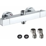 Mitigeur thermostatique de douche, barre de douche carrée thermostatique en laiton chromé - sortie de ... Mitigeur thermostatique de douche, barre de douche carrée thermostatique en laiton chromé - sortie de ...