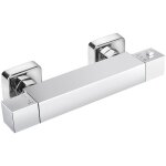 Mitigeur thermostatique douche chrom�, murale robinet thermostatique douche avec bouton s�curis� � 38�c ...