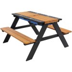 2en1 ensemble pour enfants 2 bancs et table de jeux de sable et d'eau, brun naturel, bois massif / mtal, ...