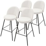 Ml - design lot de 4 tabourets de bar en tissu beige, hauteur 75 cm, chaises de comptoir rembourr�es ...