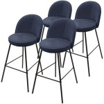 Ml - design lot de 4 tabourets de bar en tissu bleu fonc�, hauteur 75 cm, chaises de comptoir rembourr�es ...