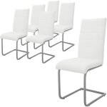 Ml - design lot de 6 chaises à piétement de salle à manger, blanc, en simili & métal, design cantilever ... Ml - design lot de 6 chaises à piétement de salle à manger, blanc, en simili & métal, design cantilever ...