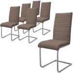 Lot de 6 chaises à piétement de salle à manger, marron, en simili & métal, design cantilever à haut dossier, ... Lot de 6 chaises à piétement de salle à manger, marron, en simili & métal, design cantilever à haut dossier, ...