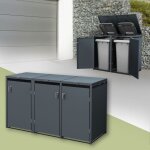 Ml - design abri pour 3 poubelles, jusqu' 240 l, acier, anthracite, 200x80x116, 3 cm, habillage de poubelle, ...