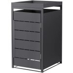Ml - design abri cache pour 1 poubelle 68x80x124 cm, capacit� 240l, anthracite en acier, toit pour plantes ...