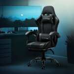 Ml - design chaise de gaming / massage, noir - gris, cuir pu, ergonomique / pivotant / réglable 121 - ... Ml - design chaise de gaming / massage, noir - gris, cuir pu, ergonomique / pivotant / réglable 121 - ...