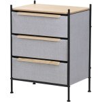 Ml - design commode 3 tiroirs en tissu gris clair 58x78x42, 5 cm avec plateau mdf et structure en acier, ...