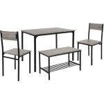 Ml - design - ensemble de salle à manger, 4 pièces, chêne - gris, 4 personnes, table avec 2 chaises 1 ... Ml - design - ensemble de salle à manger, 4 pièces, chêne - gris, 4 personnes, table avec 2 chaises 1 ...