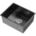 Ml - design Évier de cuisine en acier inoxydable, 50x40 cm, anthracite, avec vidage et trop - plein, ... Ml - design Évier de cuisine en acier inoxydable, 50x40 cm, anthracite, avec vidage et trop - plein, ...