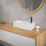 Ml - design lavabo en c�ramique, rectangulaire, 51x25x13 cm, blanc, trou pour robinet � gauche, montage ...