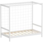 Ml - design - lit d'enfant but de foot, 80x160 cm, blanc, en bois de pin, avec sommier  lattes & cage ...