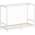 Ml - design - lit d'enfant but de foot, 90x200 cm, blanc, en bois de pin massif, avec sommier  lattes ...