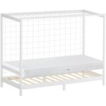 Ml - design lit enfant but de football handball 90x200 cm avec matelas h16cm, blanc, en bois massif, ...