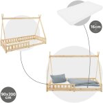Ml - design lit enfant tipi 90x200 cm naturel avec matelas à mousse froide, h:16cm, housse amovible, ... Ml - design lit enfant tipi 90x200 cm naturel avec matelas à mousse froide, h:16cm, housse amovible, ...