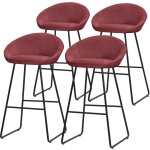 Ml - design lot 4 tabourets de bar en tissu rouge, hauteur 75 cm, chaises de comptoir rembourr�es, avec ...