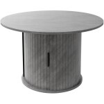 Ml - design table basse ronde 80 x 80 x 50 cm, aspect b�ton gris avec porte coulissante et grande espace ...