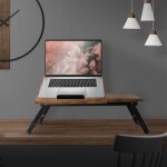 Ml - design table pour ordinateur portable pour lit / sofa, pliable, vintage / brun, bambou, rglable ...