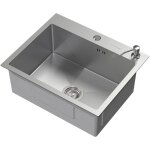 Ml - design vier de cuisine, 55 x 45 cm, avec vidage et distributeur de savon, en acier inoxydable, ...