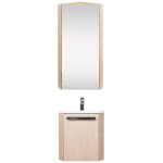 Mob - in - ensemble lave - mains angle suspendu avec robinet et armoire d'angle décor chêne Mob - in - ensemble lave - mains angle suspendu avec robinet et armoire d'angle décor chêne