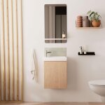 Mob - in - ensemble lave - mains suspendu avec robinet chrom et miroir tablette