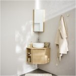 Mob - in - ensemble meuble sous vasque d'angle sorrento + vasque + robinet + armoire de toilette d'angle ...