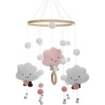 Mobile b�b� bois avec boules de feutre chambre de b�b� cloche de lit suspendue 3d cloches feutre mobile ...