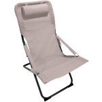 Mobili rebecca - chaise longue pliable rebecca mobili tamatim 88x63x83 polyester acier beige gris fonc ...