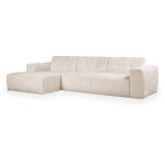 Cynda - canapé d'angle en tissu capitonné beige - angle gauche Cynda - canapé d'angle en tissu capitonné beige - angle gauche
