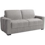 Mobilier deco - dylane - canap� 3 places convertible rapido tissu capitonn� gris clair matelas 22 cm