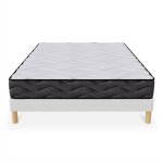 Mobilier deco ? ensemble sommier tapissier et matelas mousse 20 cm ? dimensions 140x190 cm ? confort ...