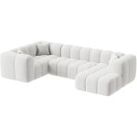 Mobilier deco - layane - canap� panoramique tissu bouclette beige - angle droit