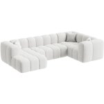 Mobilier deco - layane - canap� panoramique tissu bouclette beige - angle gauche