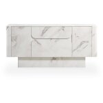 Mira - buffet enfilade 2 portes 2 tiroirs marbre d'ingénierie blanc Mira - buffet enfilade 2 portes 2 tiroirs marbre d'ingénierie blanc
