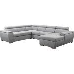 Mobilier deco - solita tissu - canap panoramique convertible en tissu gris clair avec coffre de rangement ...