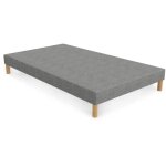 Spring - sommier tapissier tissu gris piètement en bois 70x190 cm Spring - sommier tapissier tissu gris piètement en bois 70x190 cm