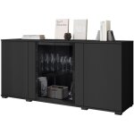 Mobilier1 - buffet torcame 102, noir, 70x150cm, le nombre de portes: 040cm, stratifi�, verre tremp�