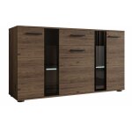 Mobilier1 - commode tucson 114, noyer, avec tiroirs et portes, nombre de tiroirs: 0, 80x141x41cm, led ...