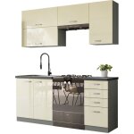 Mobilier1 - ensemble de cuisine modulaire multi cream 125 , 180x50cm, plan de travail, stratifi, led ...
