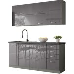 Mobilier1 - ensemble de cuisine modulaire multi grey 124 , 180x50cm, plan de travail, stratifié, led Mobilier1 - ensemble de cuisine modulaire multi grey 124 , 180x50cm, plan de travail, stratifié, led