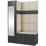 Mobilier1 - meuble d'entr�e hartford 277, abriamo 3, 186x124x46cm, miroir, tapisserie, stratifi�, � suspendre, ...