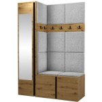 Mobilier1 - meuble d'entr�e hartford 277, abriamo 6, 186x124x46cm, miroir, tapisserie, stratifi�, � suspendre, ...