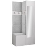Mobilier1 - meuble d'entre hartford 354, blanc, 186x82x44cm, miroir, stratifi, tapisserie,  poser, ...