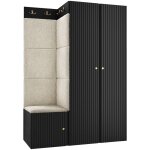 Mobilier1 - meuble d'entre hartford 387, noir, 186x116x46cm, stratifi, tapisserie,  poser,  suspendre ...