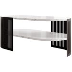 Mobilier1 - table basse sordore 118, noir + marbre blanc, 40x50x100cm, diamtre: 0, stratifi, ovale