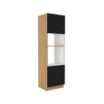 1000brico - modena - colonne four micro - ondes - 2 portes - 60 x 57 x 210 cm - chene artisan / noir ...