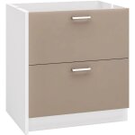 Moderna meuble bas onelia 80 cm mlamin 16mm argile 2 tiroirs