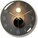 Moderne horloge murale silencieuse, pendule murale de 30 cm de diam�tre, ronde num�rique � quartz(noir) ...