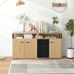 Modernluxe - buffet avec 3 portes 3 tiroirs poignes en mtal, adapt  chambre, salon et salle  manger, ...
