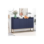 Modernluxe - buffet 4 portes sans poignée - pour salle à manger salon cuisine - contemporain - bois + ... Modernluxe - buffet 4 portes sans poignée - pour salle à manger salon cuisine - contemporain - bois + ...